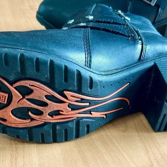 Harley Davidson motorcycle ankle boots wolverine Abney woman sz 9 leather shoes - Picture 8 of 10